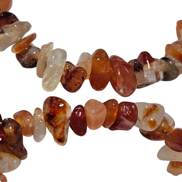 Boho Natural Stone Chip Beaded Hoop Earrings Earthy Chunky Fashion Jewelry Women - Picture 2 of 3